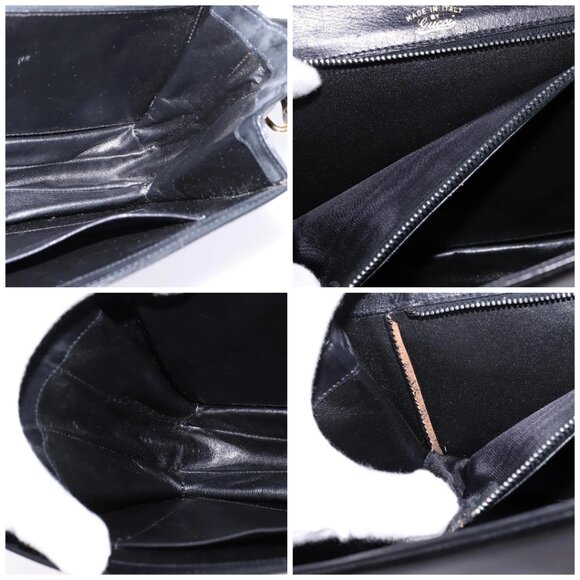 GUCCI Shoulder Bag Leather Black Gold Auth - Picture 15 of 16